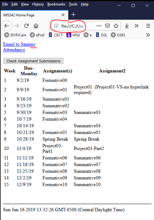 web page in browser via file system