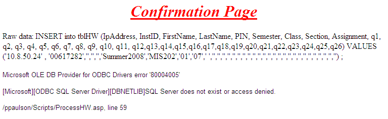 SQL error